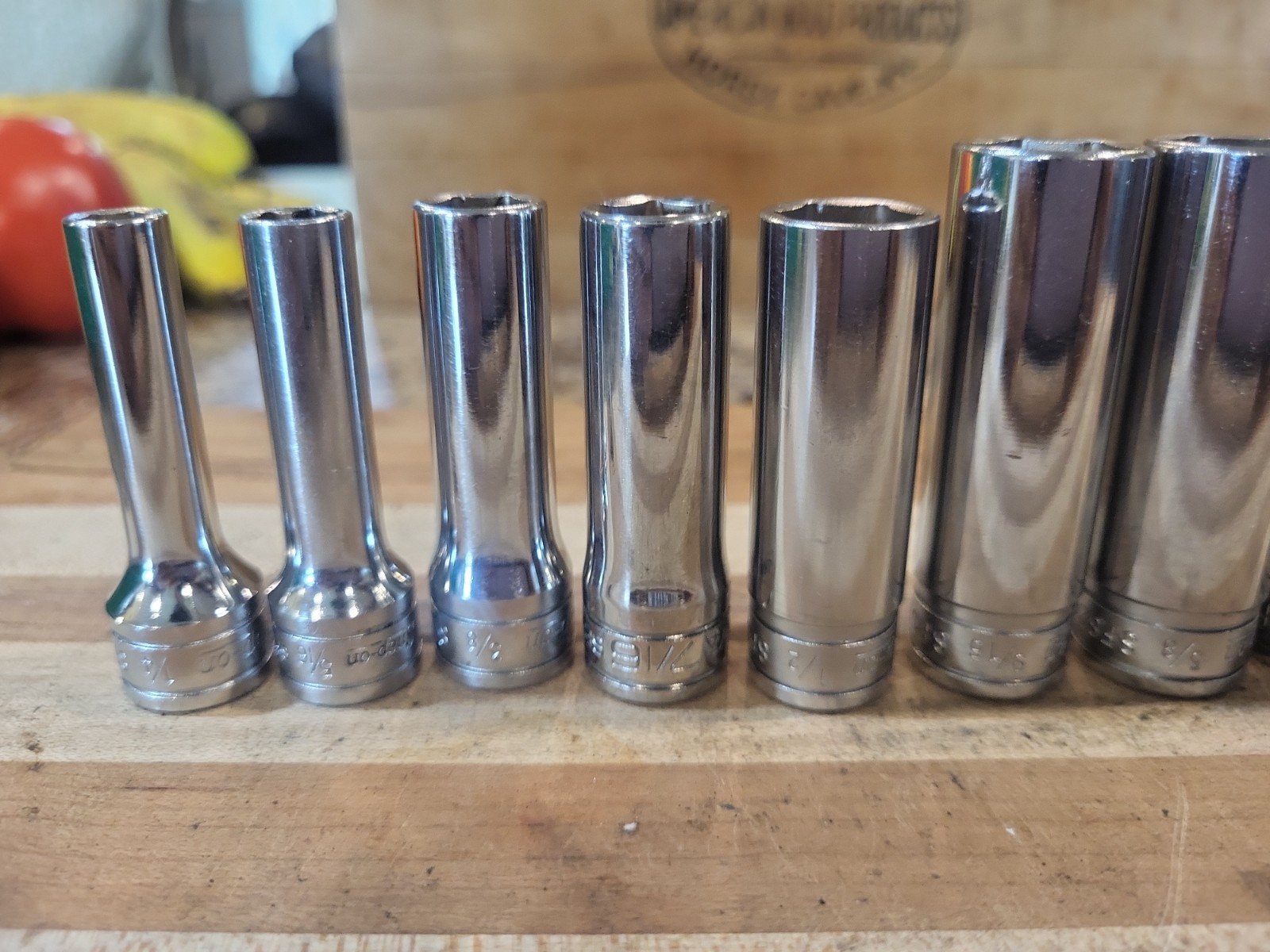 Snap-On 11 Pc. 3/8″ Dr. 6 Pt. SAE Deep Socket Set 211SFS. VGUC 🔥 🇺🇸
