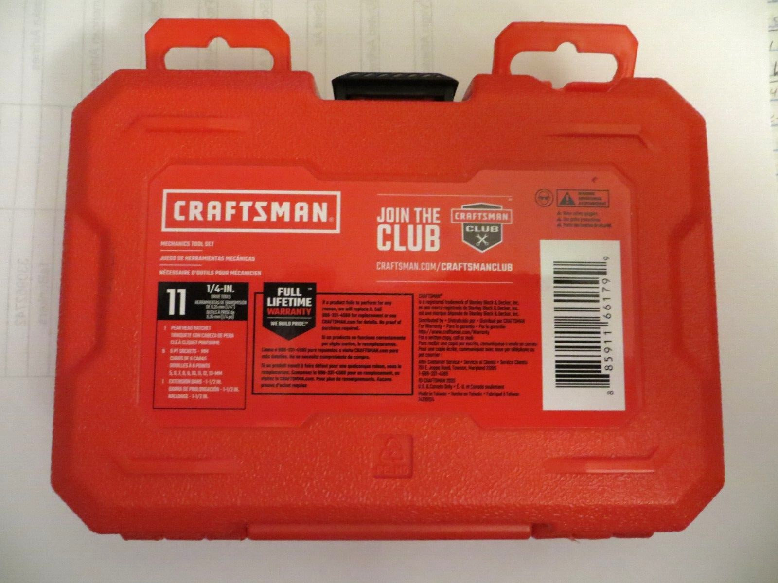 Craftsman 1/4” Drive Metric Ratchet & Socket Set 11 Piece 6 Pt CMMT34861 5-13MM