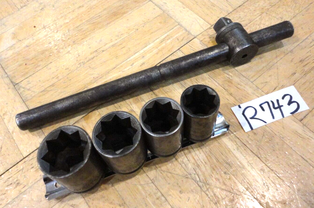 CRAFTSMAN TOOLS VINTAGE 1/2 DRIVE 8 POINT SOCKETS + BREAKER BAR RARE CIRCLE H