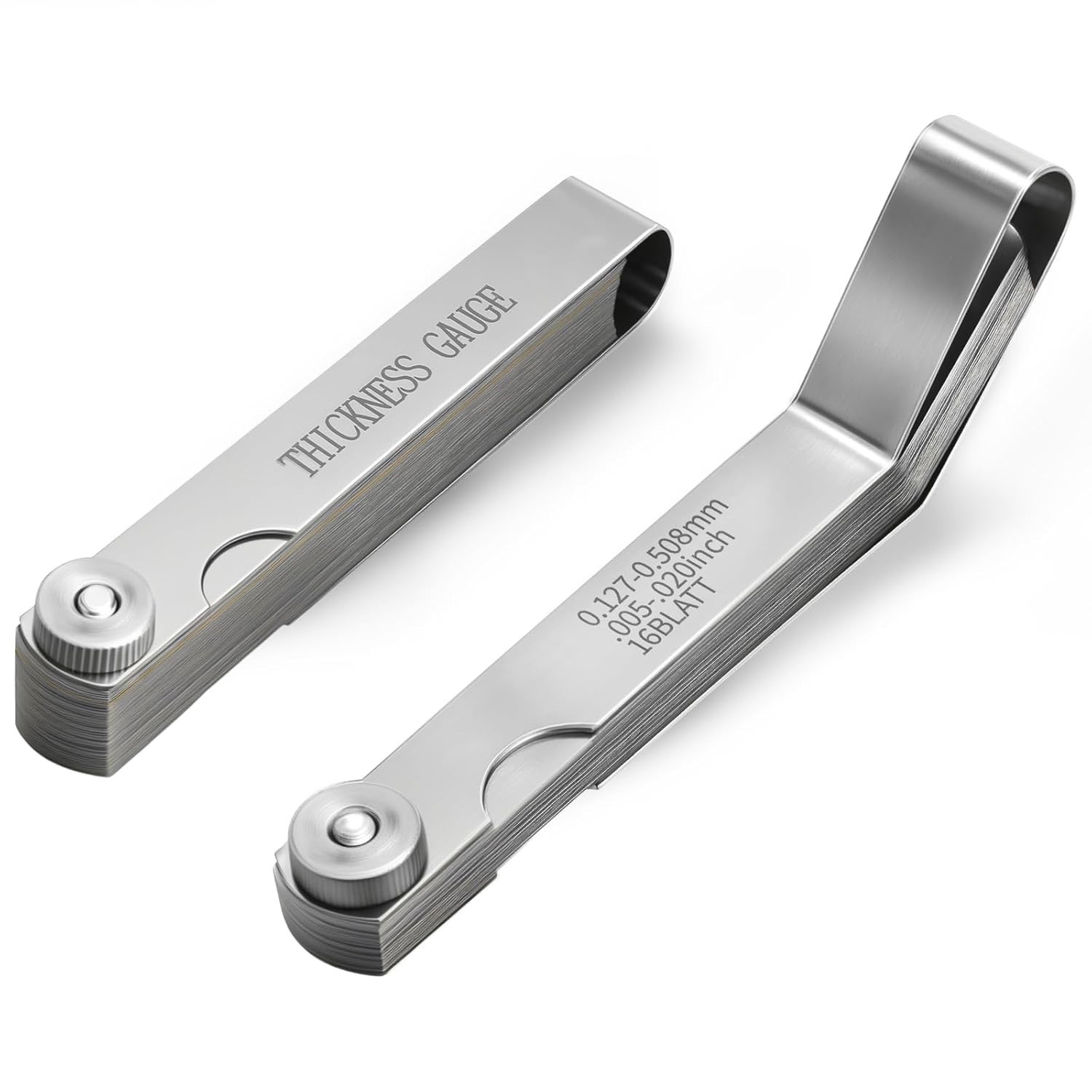 Feeler Gauge Set 2pcs Stainless Steel 32 Straight 16 Offset Blades SAE Metric