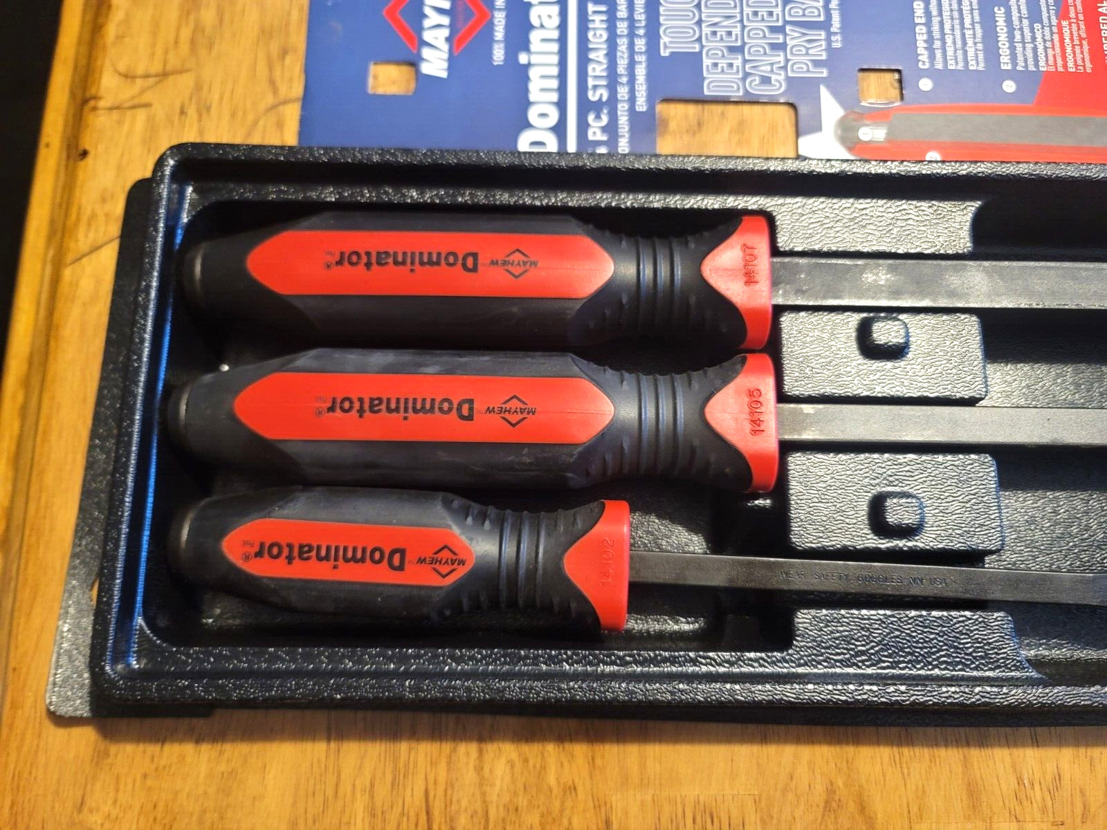 Mayhew USA 4pc Heavy Duty Dominator Straight Pry Bar Set 8, 12, 25 & 36″ #14064