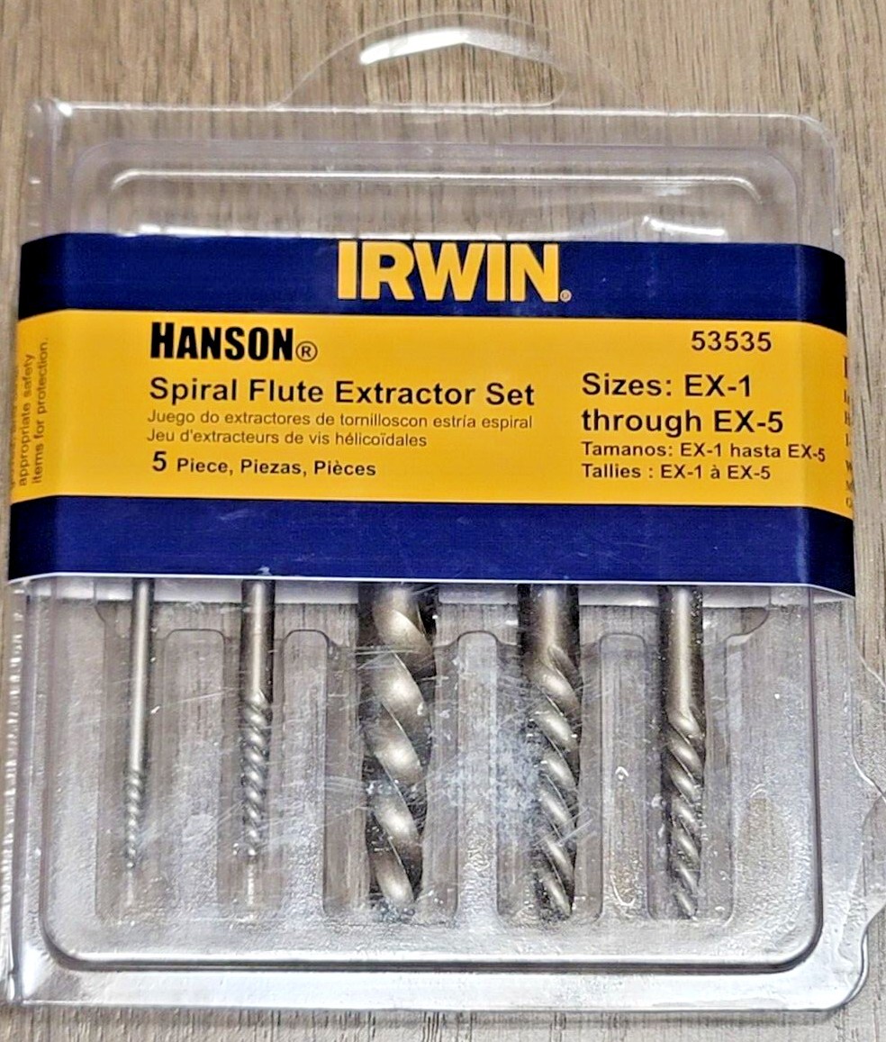 Irwin Hanson 5pc Spiral Flute Extractor Set EX-1 to EX-5, made in USA #53535