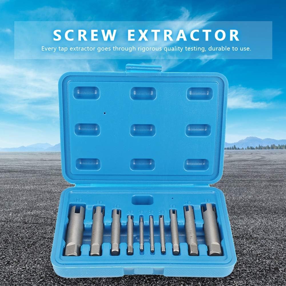 10 Pcs Tap Extractor Set Broken Head Screw Remover Steel Tool…