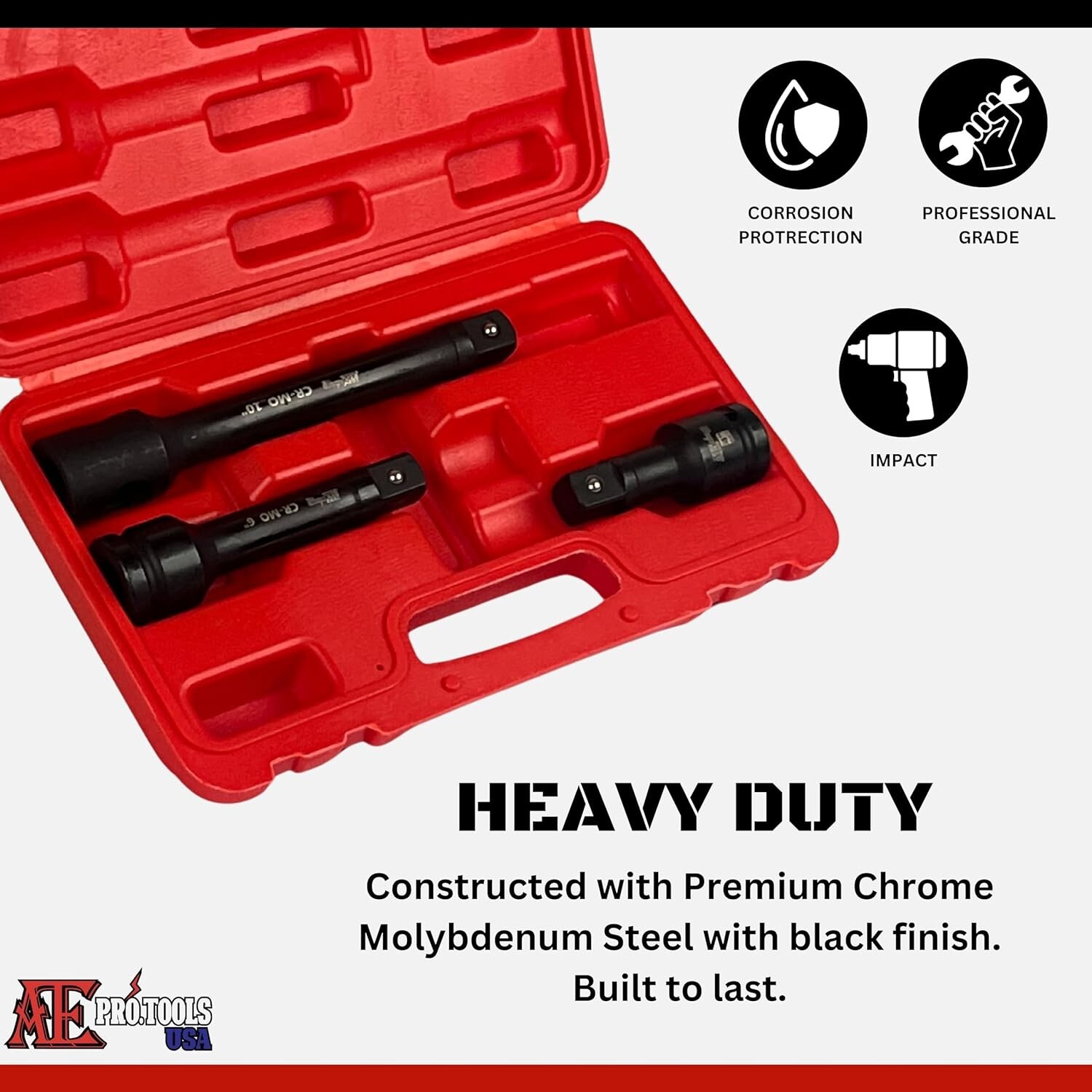 [3pc] 3/4” Drive Impact Extension Bar | 4”, 6”, 10” Cr-V Steel