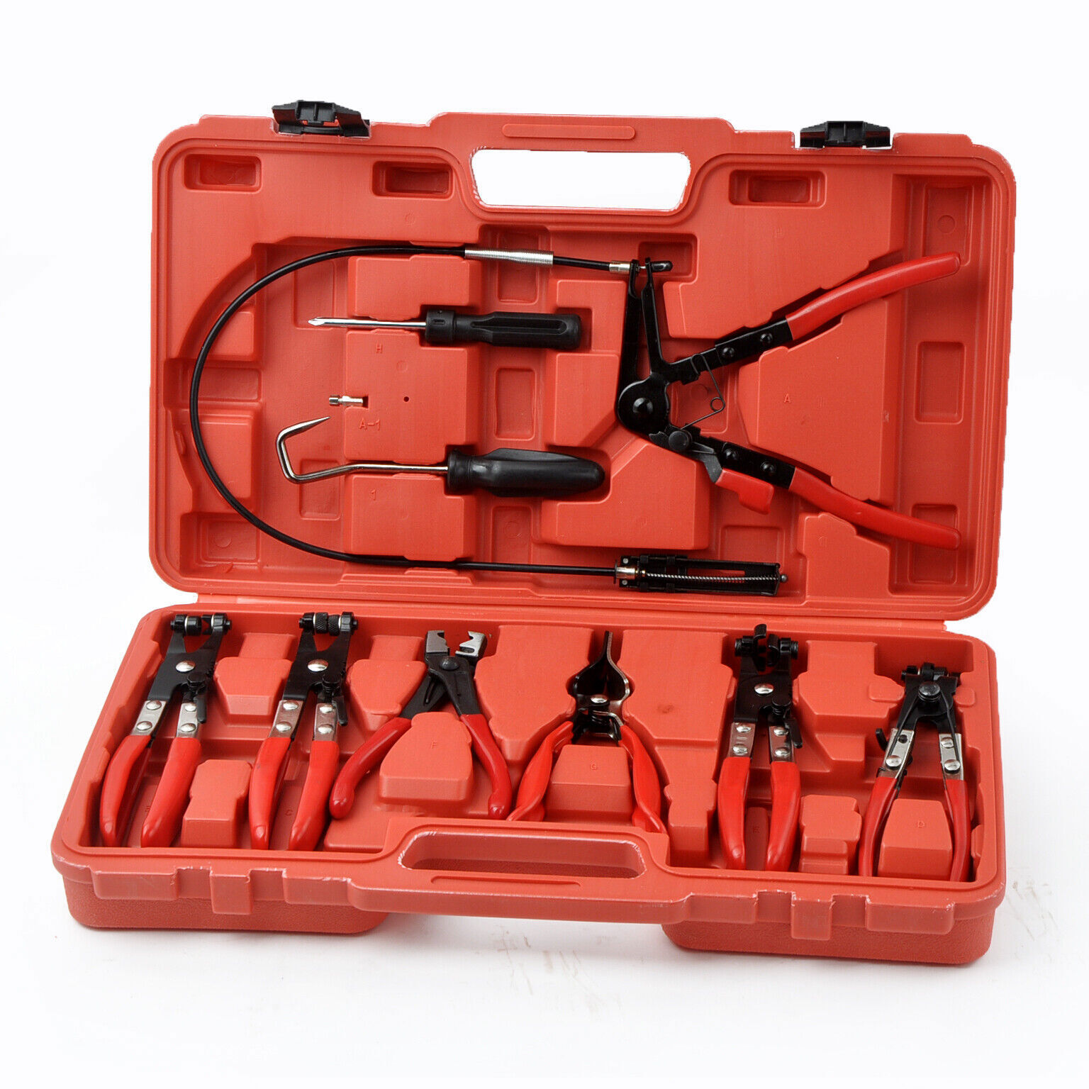 9PCS Hose Clamp Clip Plier Set Swivel Jaw Flat Angled Band Automotive Tool Kit