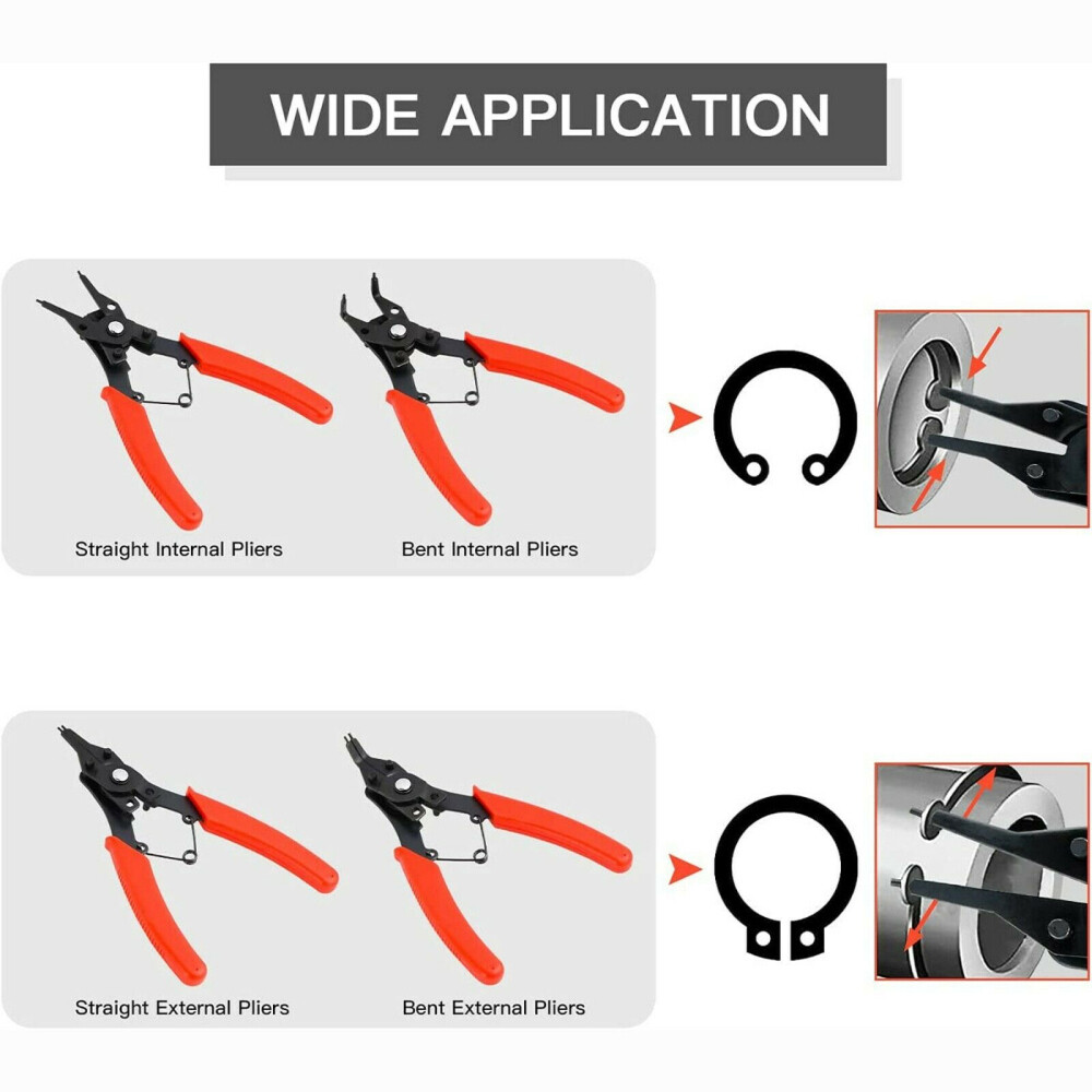 4 in 1 Snap Ring Pliers Plier Set Circlip Combination Retaining Clip Portable