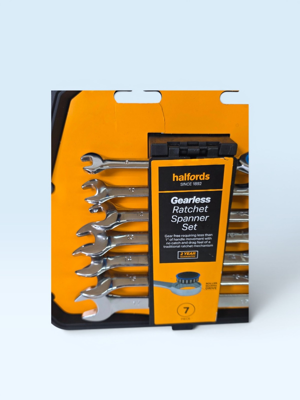 Halfords Advanced 7pc Gearless Ratchet Spanner Set 8-17mm Metric Wrench