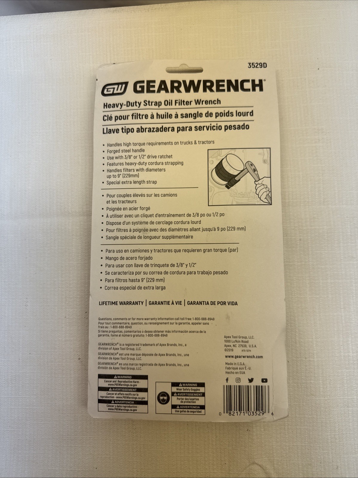 GEARWRENCH 3/8″ & 1/2″ Drive Heavy-Duty Oil Filter Strap Wrench, 3529D