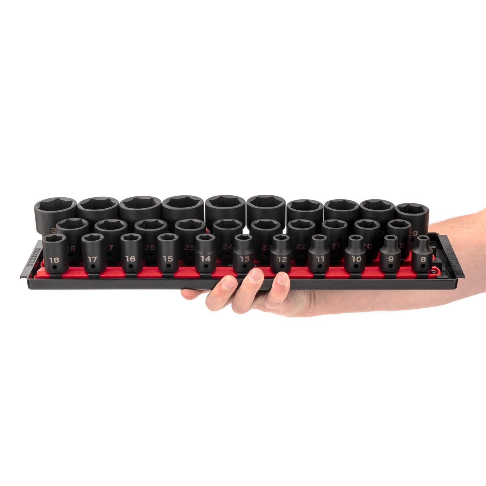 Tekton SID92104 1/2″ Drive 6-Point Impact Socket Set, 31-Piece