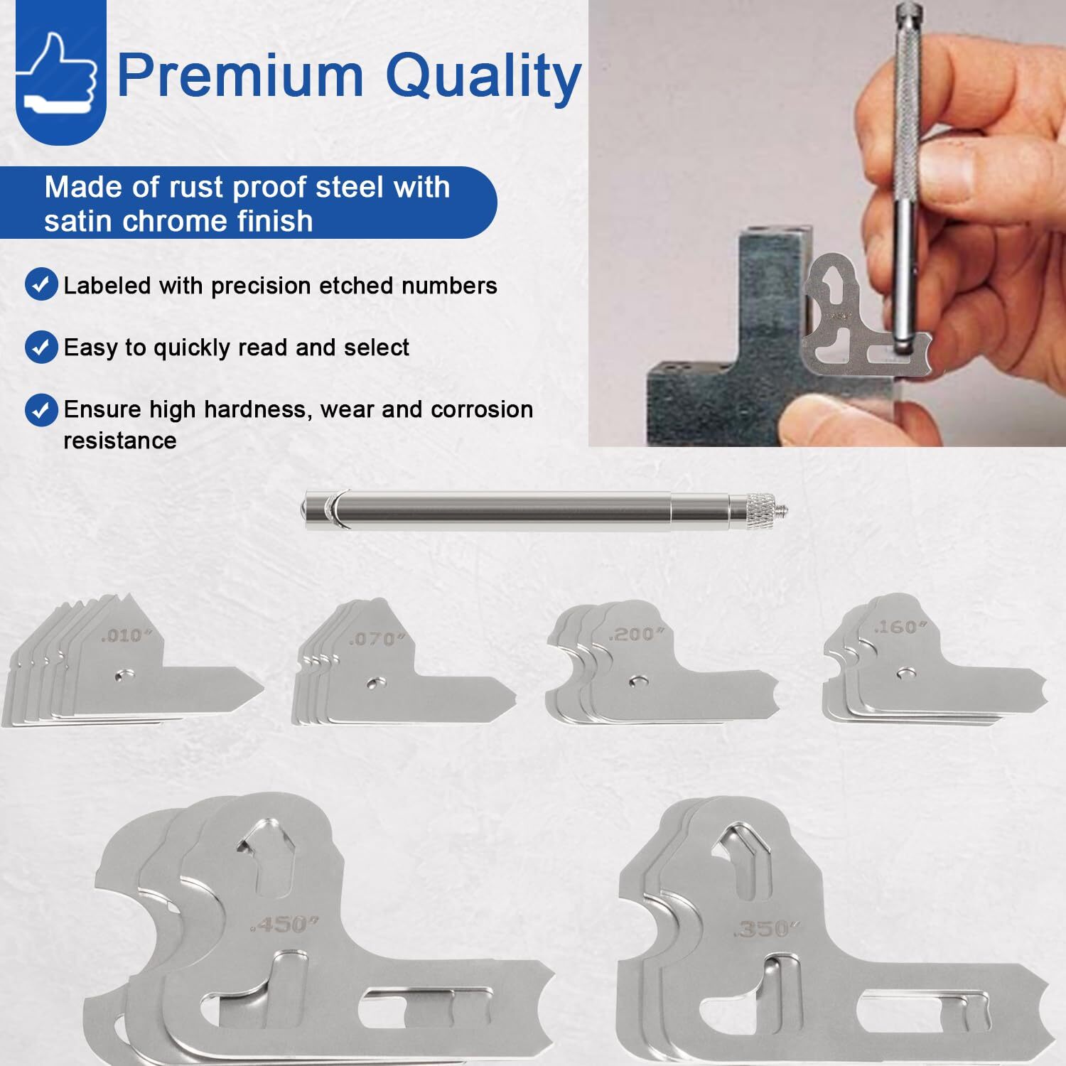 3602-5025 Radius Gauge Set, 0.010» to 0.500» Gauges with Holder, 26-Piece