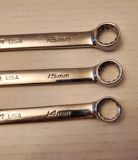 SNAP ON TOOLS 13Pc Metric Combination Wrench Set RED Foam Organizer 7mm-19mm