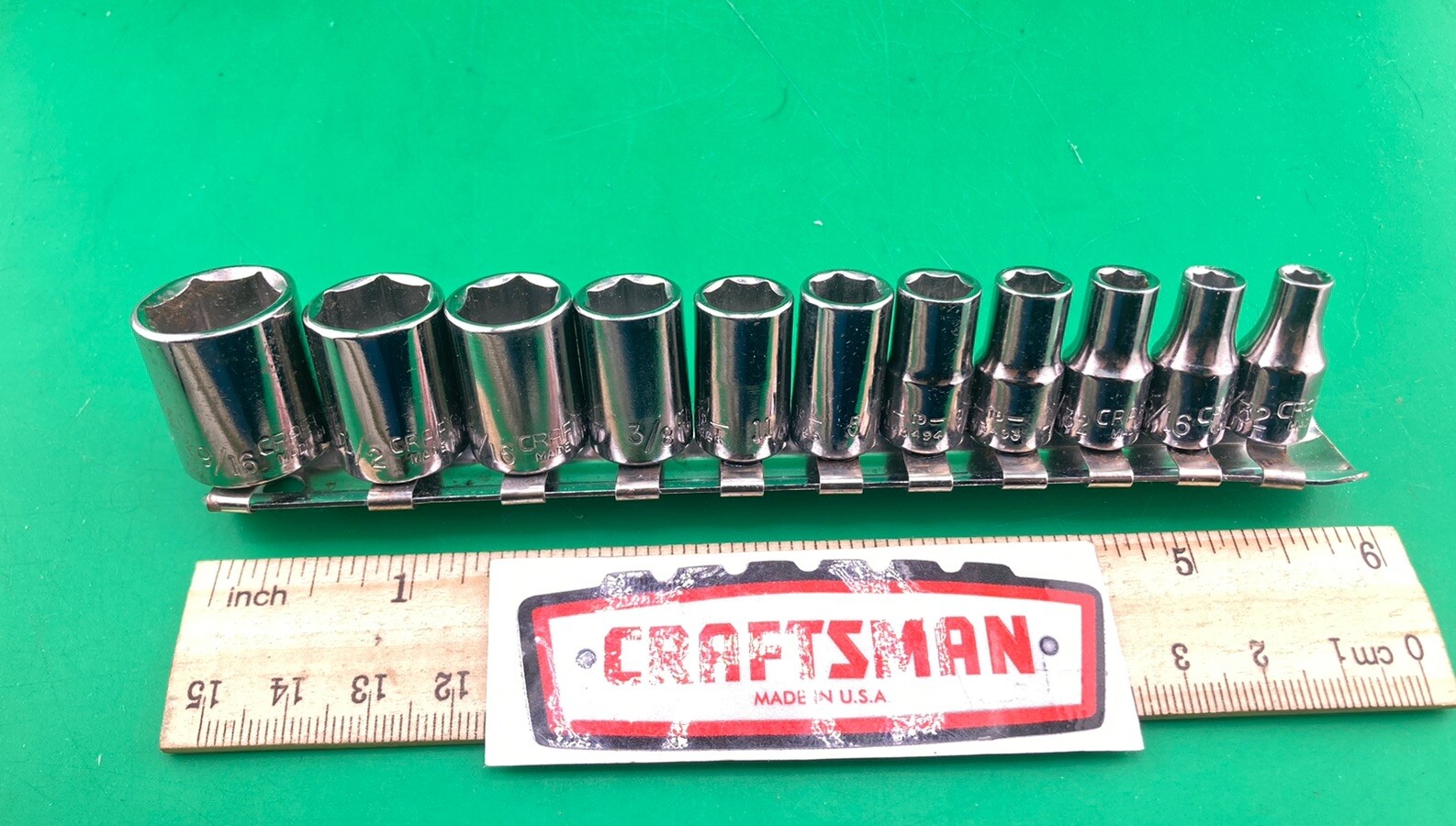 11 Piece Craftsman USA 1/4” Drive 6 Point SAE 9/16” To 5/32 Racked Set Lot(NOS)