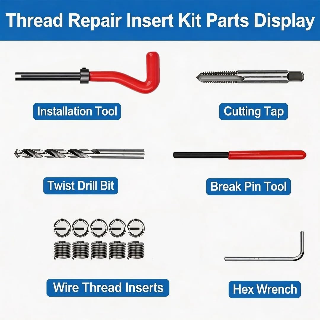 M12 X 1.75 Thread Repair Kit, Metric Helicoil Kit with HSS Drill Bit, 10PC Wi…