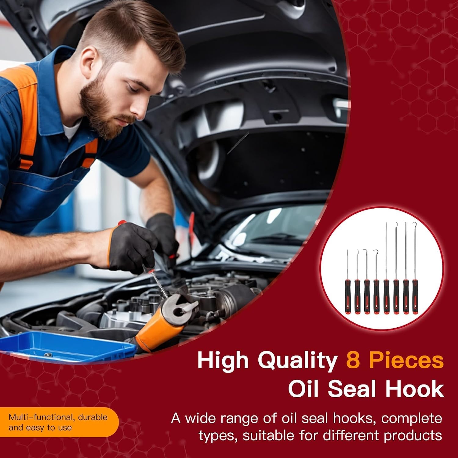 8 Piece Automotive Pick Set Precision Oil Seal Pick Tool Seal Puller