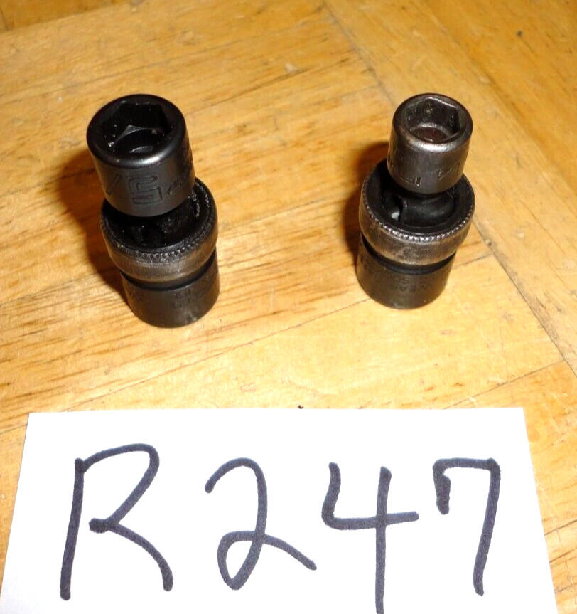 SNAP-ON TOOLS 2 PIECE 1/4 DRIVE SWIVEL IMPACT SOCKETS 1 USED 1/4 AND 1 NEW 5/16