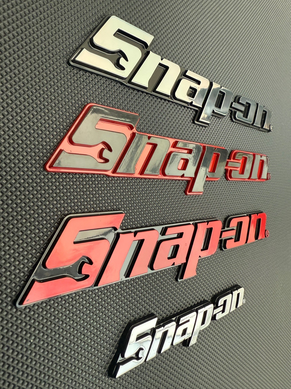 New Snap On LOGO 8” METAL Toolbox Roll Cab chrome Badge Logo Emblem Sticker .
