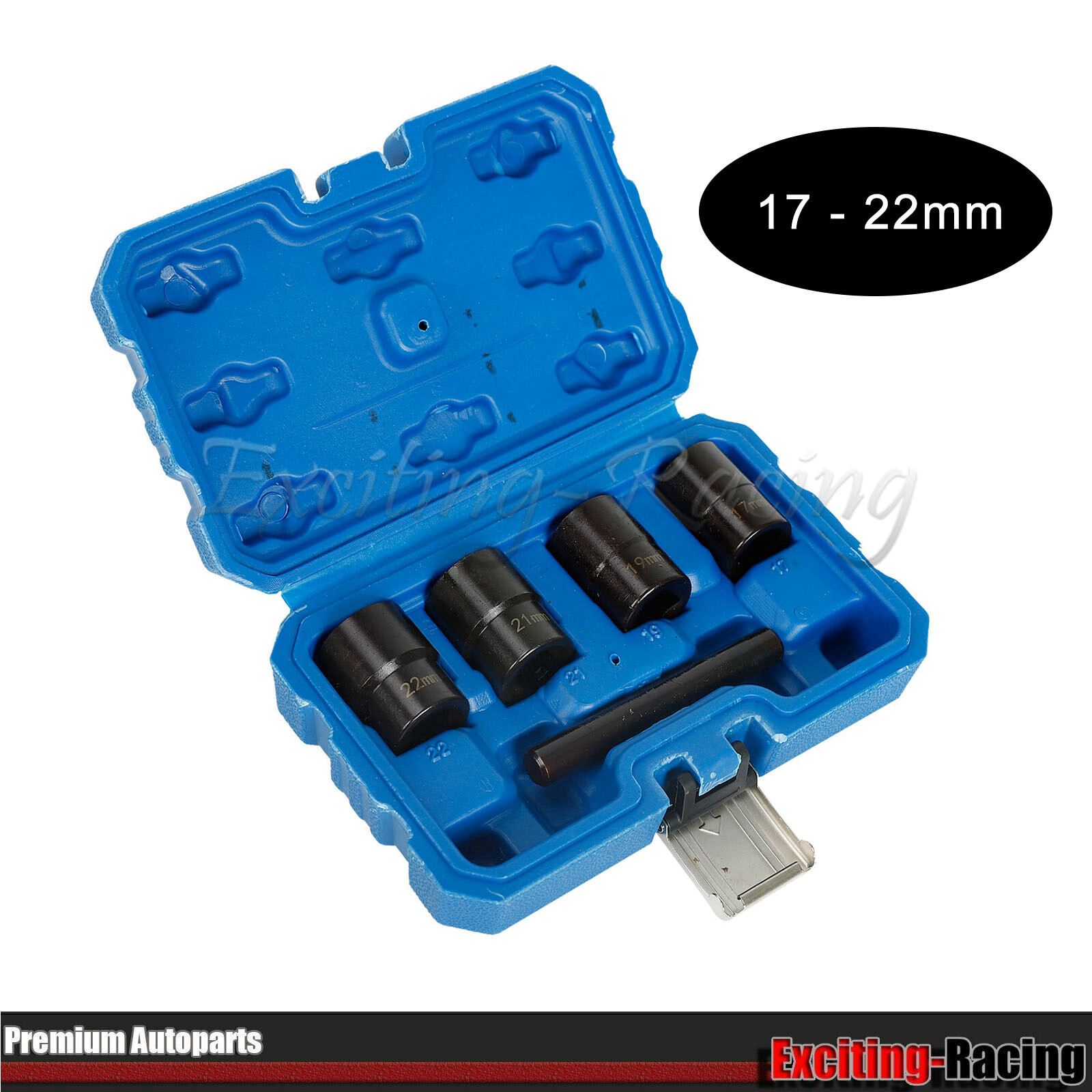 5PCS Twist Socket Set 4 Damaged Worn Lug Nut & Lock Remover 17mm 19mm 21mm 22mm