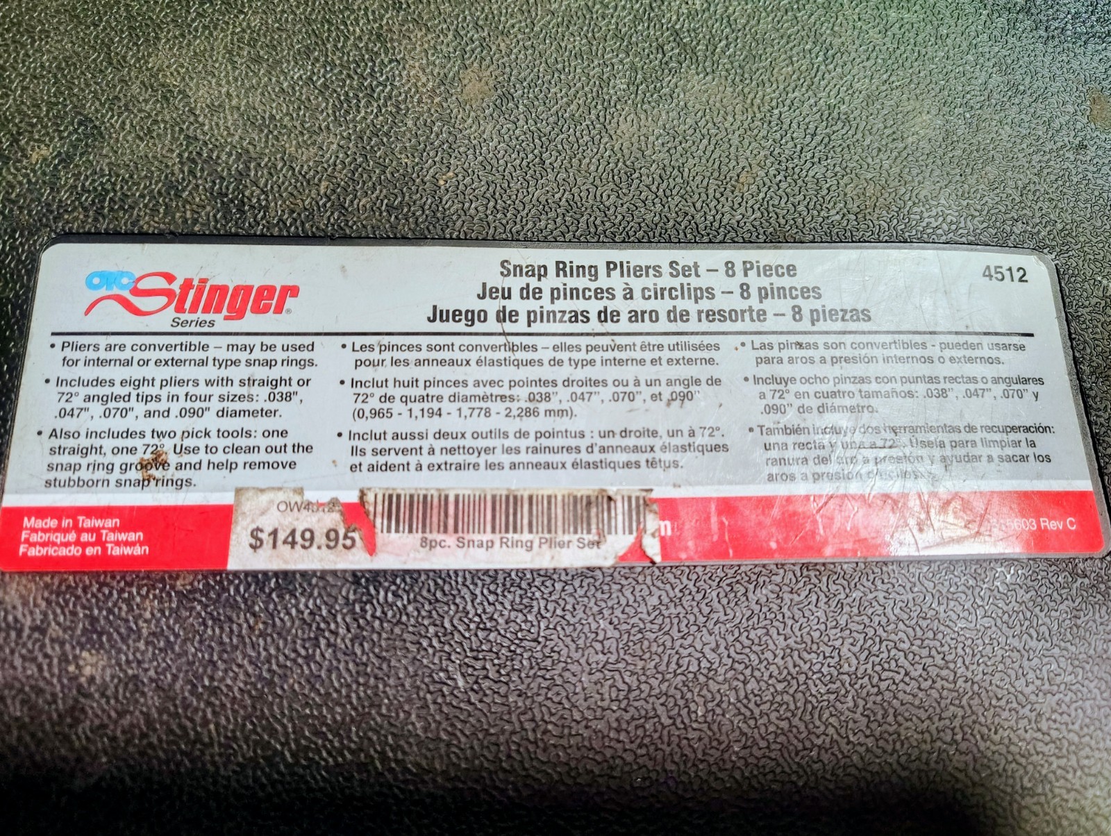 OTC Stinger 4512 8Pc Snap Ring Pliers Set Pro Grade Internal External Like New