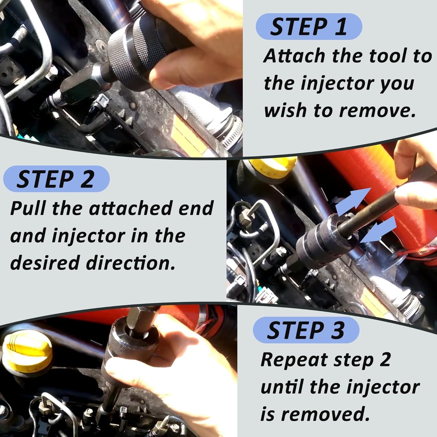 Diesel Injector Puller Tool with Slide Hammer, Common Rail Injector Remover w/ M