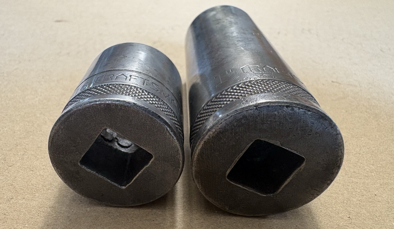 Vintage Tools Craftsman Circle H 1/2″ Drive 12 Point Deep Socket 15/16″ & 1”