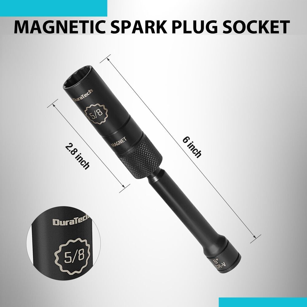 DURATECH 5/8″ Swivel Magnetic Spark Plug Socket 1MM Thin Wall 3/8″ Drivex6″ 12PT