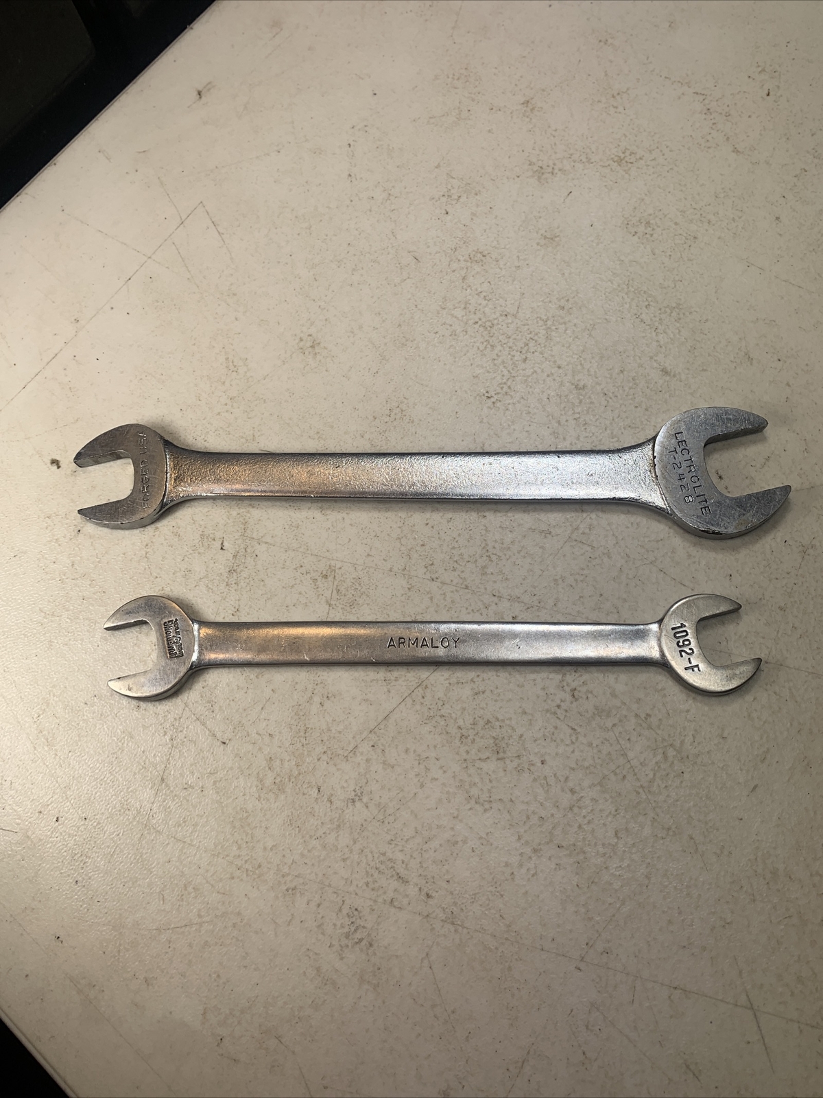 LECTROLITE & ARMSTRONG TOOLS- Lot of 2 Thin Line Tappet Wrenches T-2428 & 1092-F