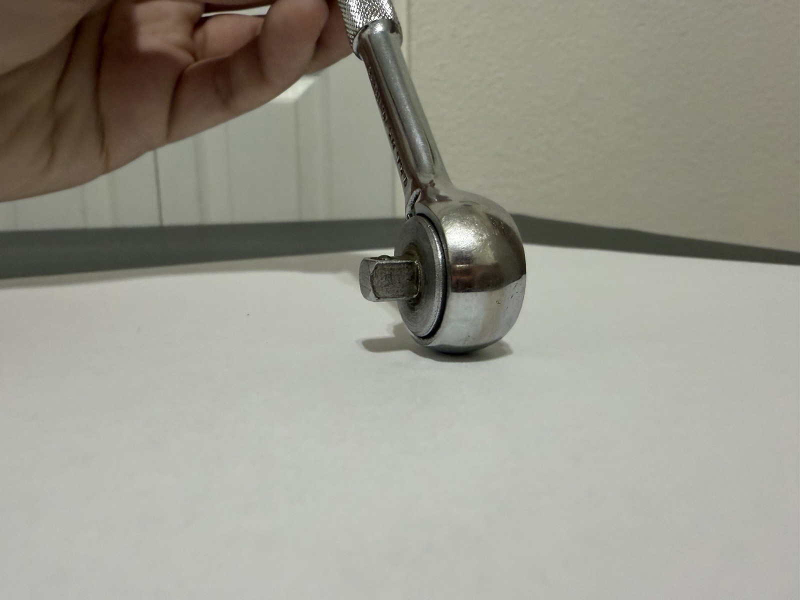 S-K Tools Chrome Ratchet 40970 USA 1/4″ Drive 4-1/2″ Knurled Handle