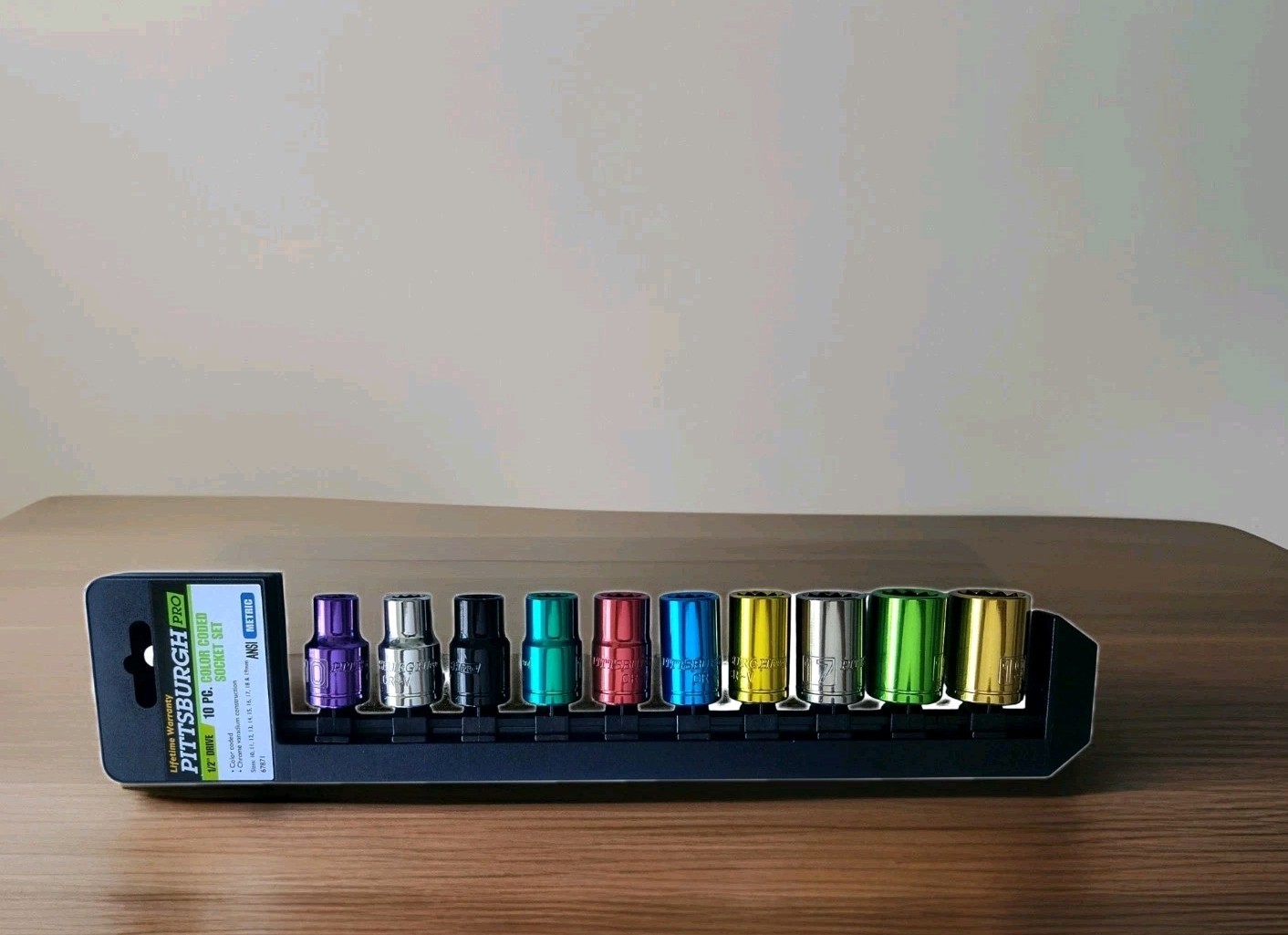 Pittsburgh pro ,1/2″ drive Metric color Socket Set .10pc