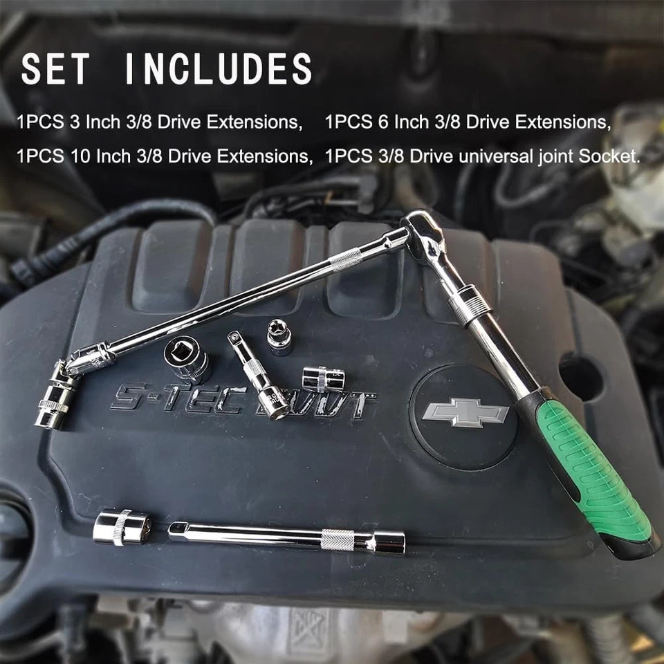 4 Piece 3/8 Inch Drive Extension Bar Set, 3/8 Inch Drive Socket Extension Set In