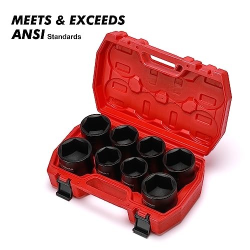 1/2″ Drive Shallow Spindle Axle Nut Impact Socket Set, 8 Piece, 1-9/16″ to 2″, S