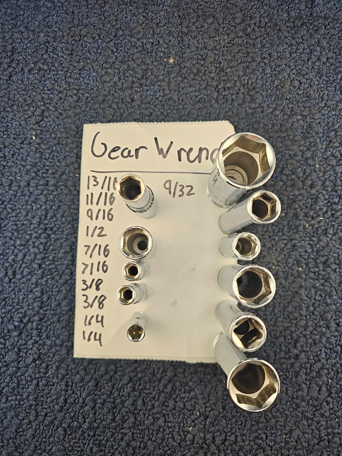 (11 PIECES) GearWrench SAE Deep Socket 6 Point Chrome Finish