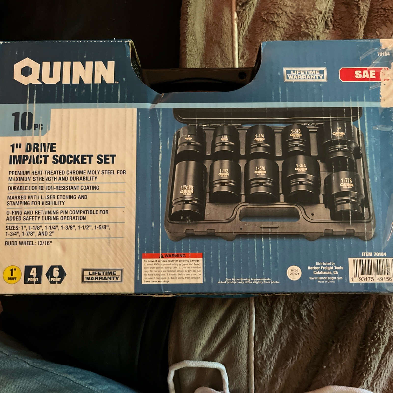 Quinn 10-piece 1-inch drive SAE impact socket set