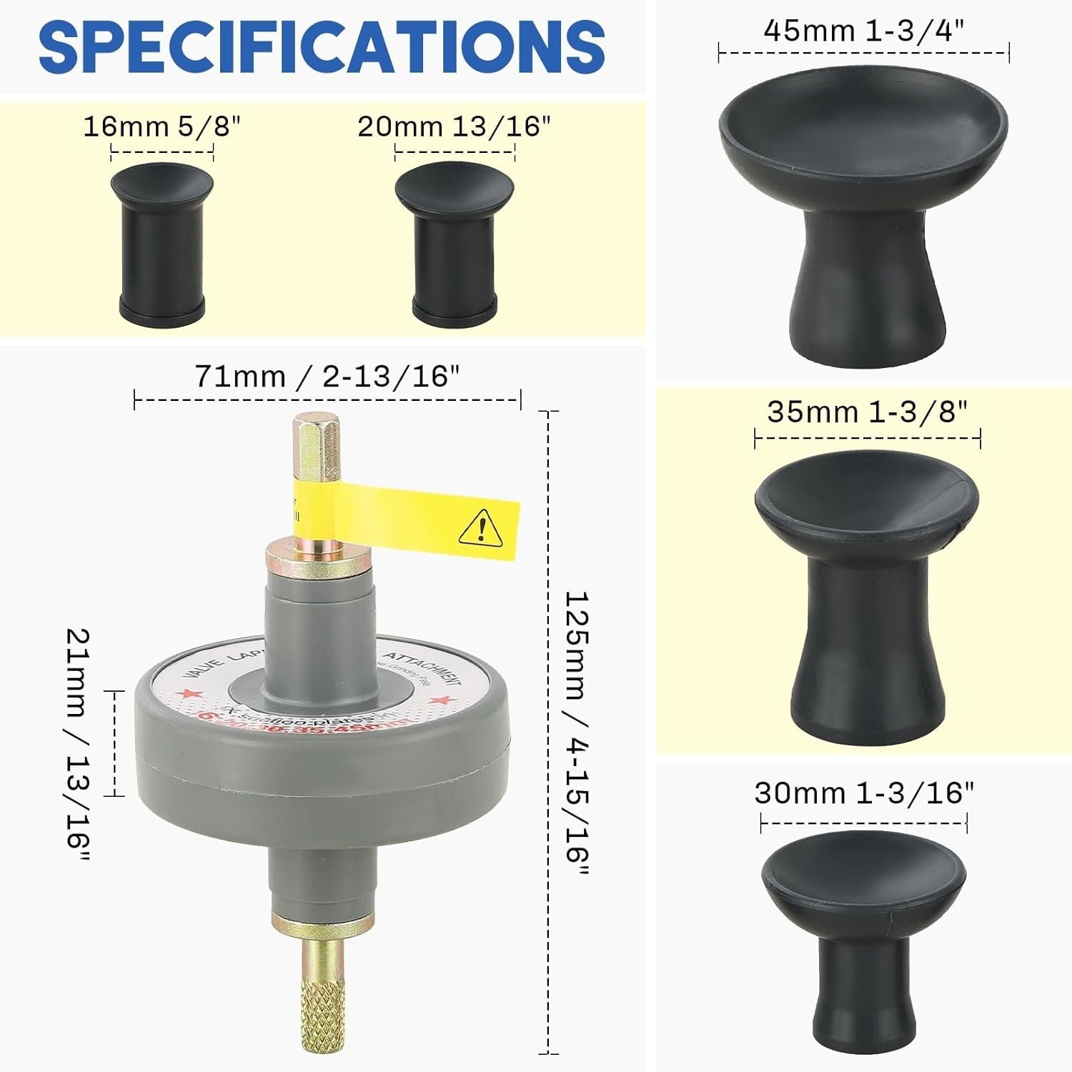 Valve Lapping Tool Kit Attachment with 5 Suction Plates for Small Engine Grind