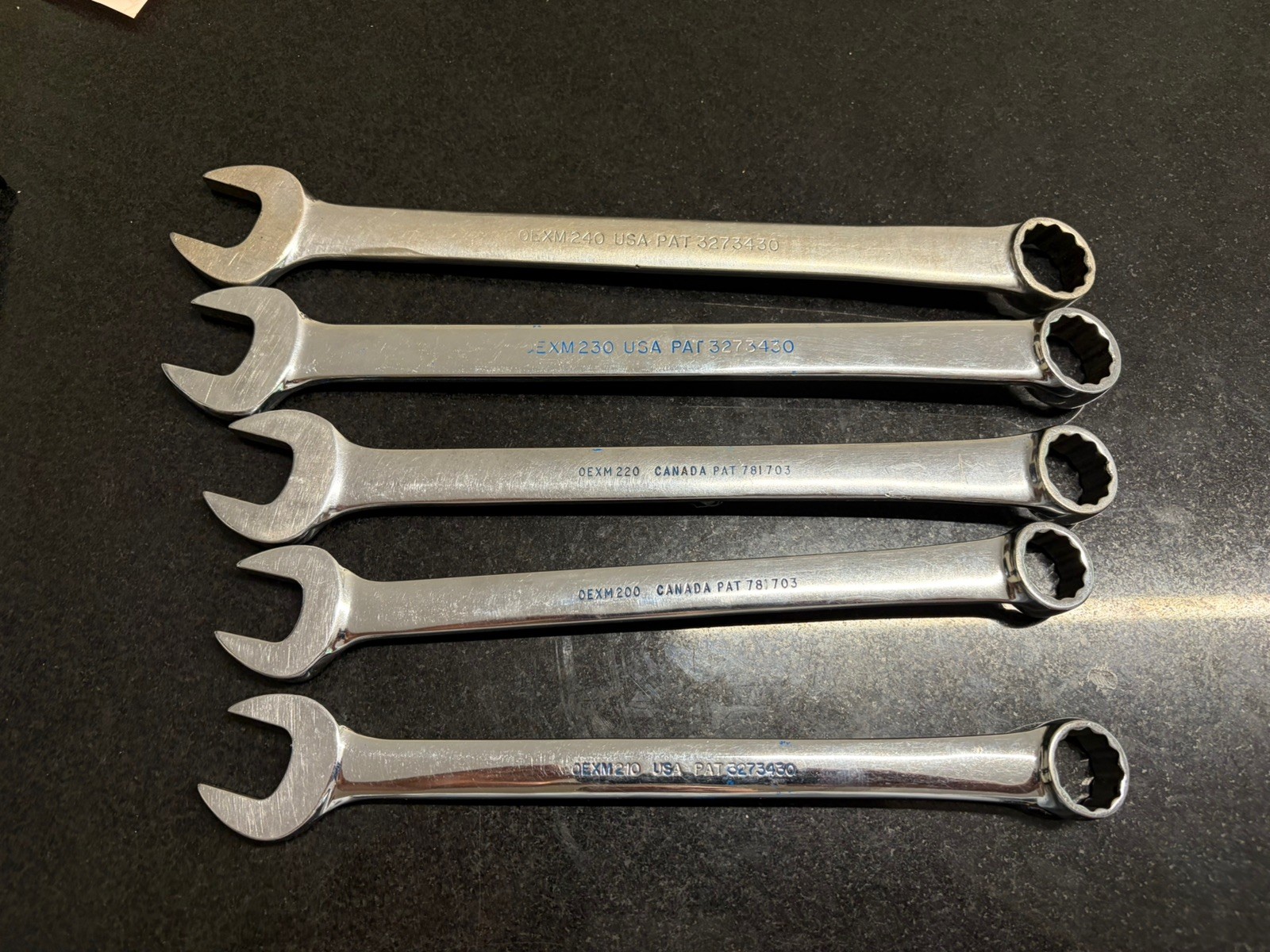 Snap On 5 pc 12-Point Metric Combination Wrench Set 20–24 mm OEXM705