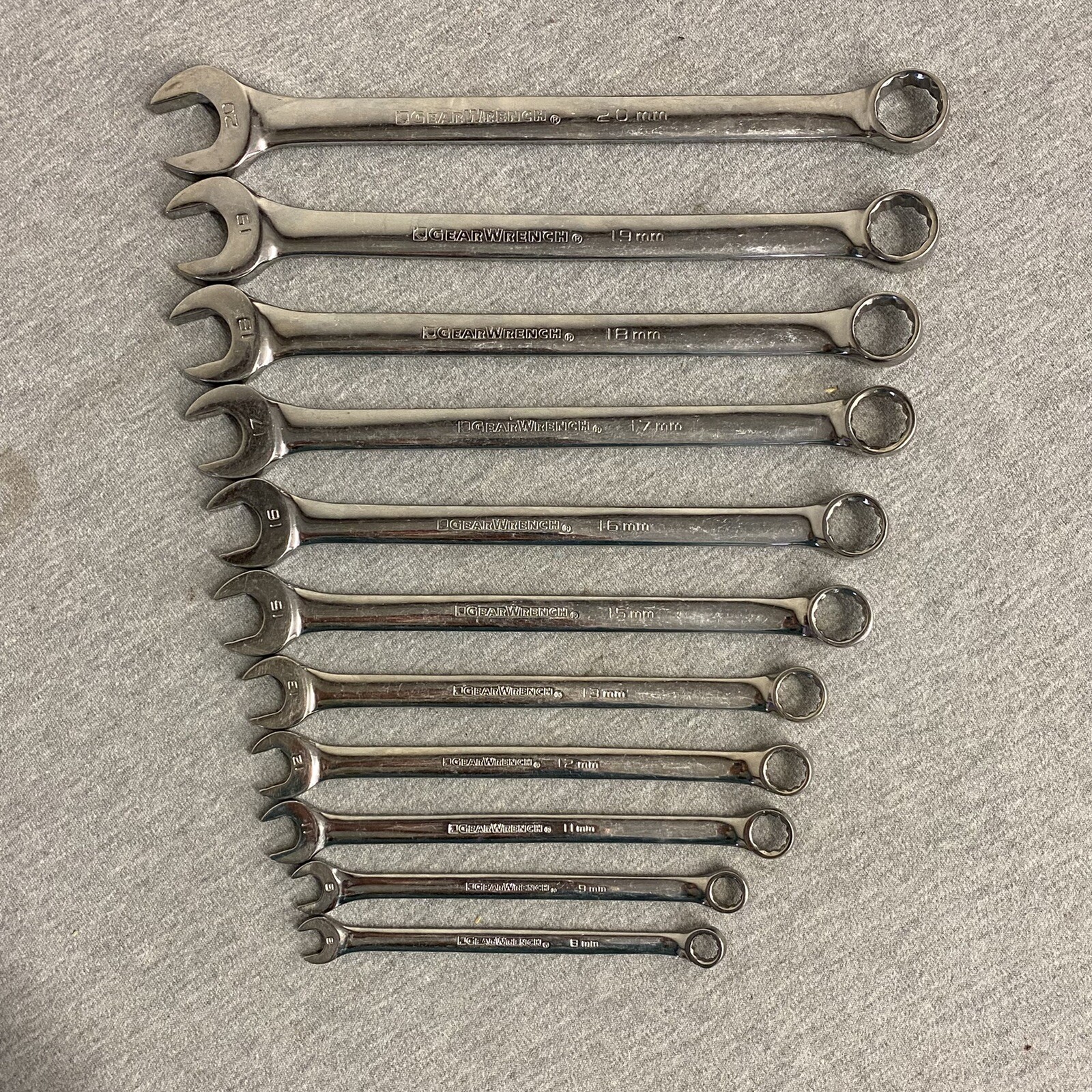GearWrench 11pc 12-Point Metric Combination Wrench Set – 8mm-20mm