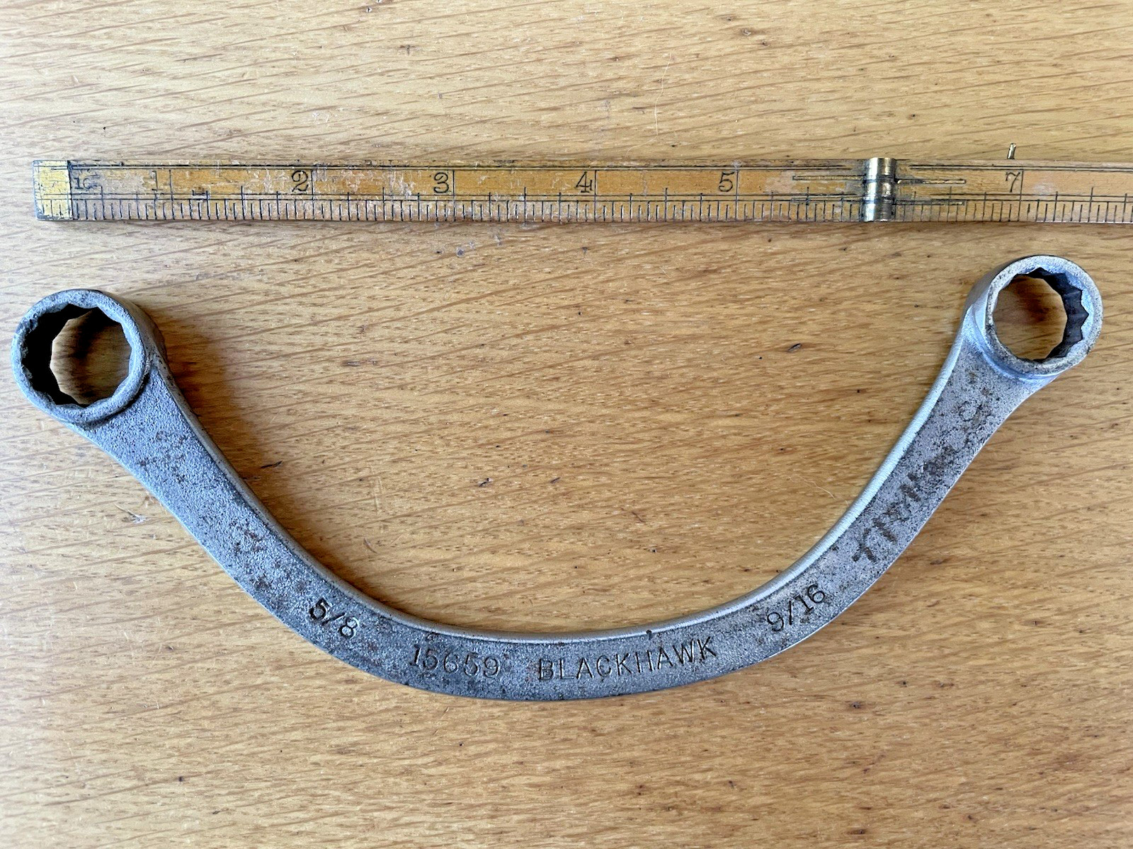 Vintage 9/16 5/8 Half Moon Box Wrench, 12-Point, Forged Alloy Steel, Made In USA