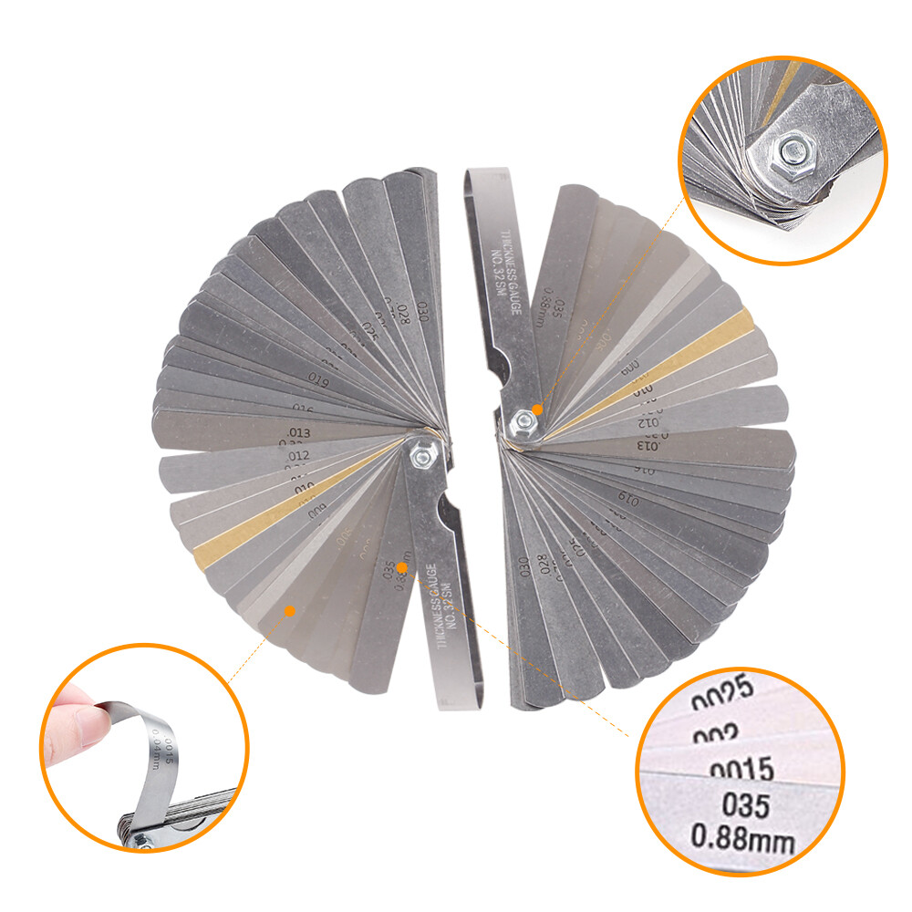 32 Blade Feeler Filler Gauge Spark Plug Gap Metric/SAE Measuring Tool Set