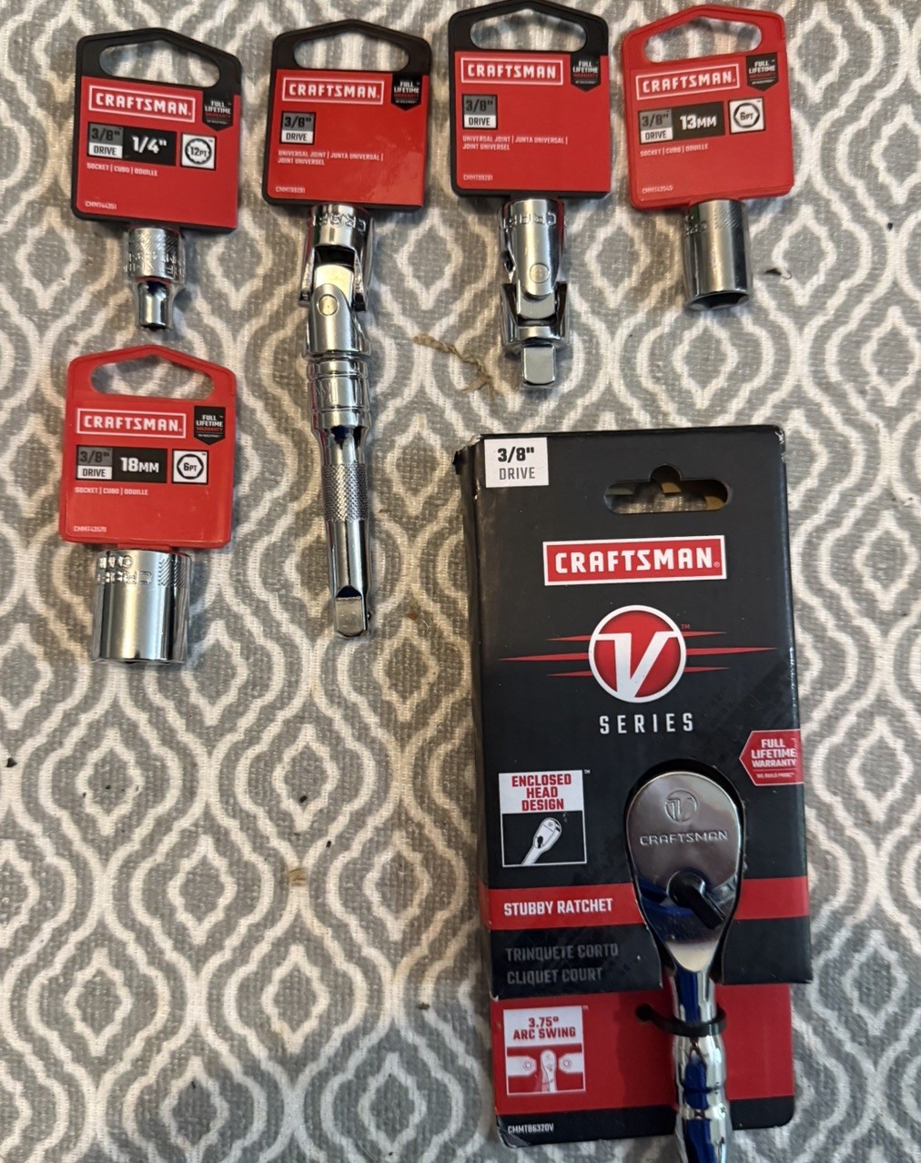 Craftsman 3/8 inch drive ratchet and sockets