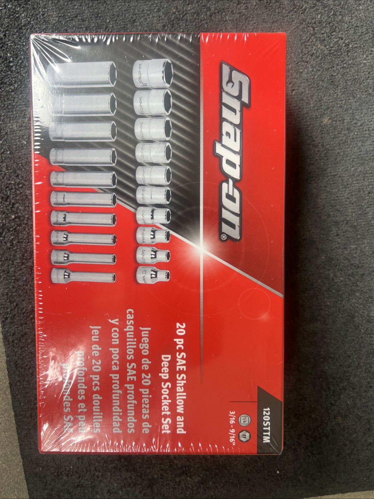 For Snap-on Tools NEW 20pc 1/4″ Drive 6PT SAE Shallow Deep Socket Set 120STTM