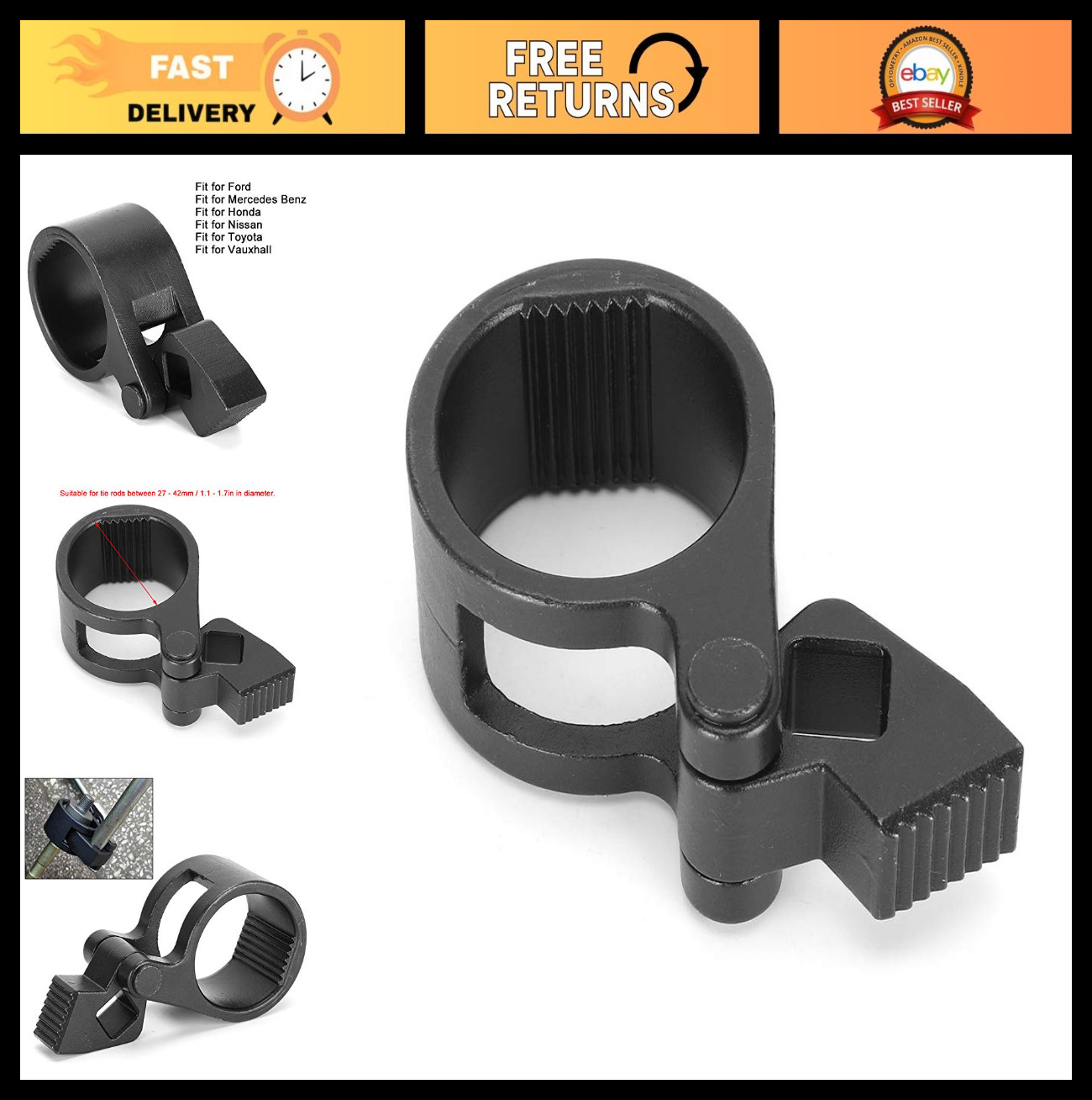 Universal Inner Tie Rod Wrench Tool 27-42mm | Steering Rack Removal Tool for Car