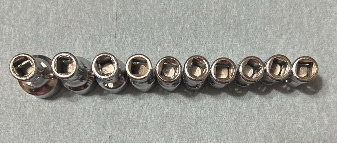 VTG Snap On 1/4 Dr 10pc TMU Swivel Flex Sockets 3/16” Thru 9/16” 12pt USA