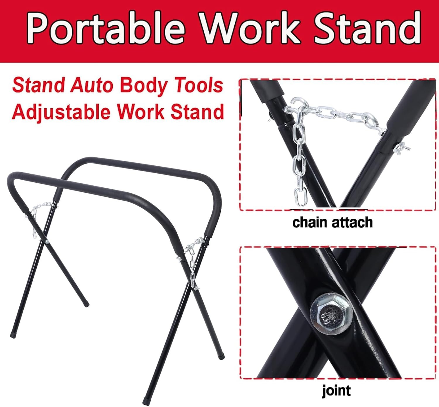 Heavy Duty Portable Work Stand Foldable Adjustable 750lbs Steel Shop Stands