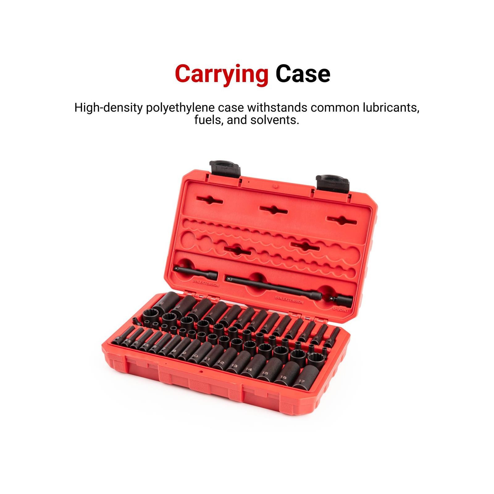 Tekton SID90403 1/4″ Drive 6-Point Impact Socket Set, 61-Piece