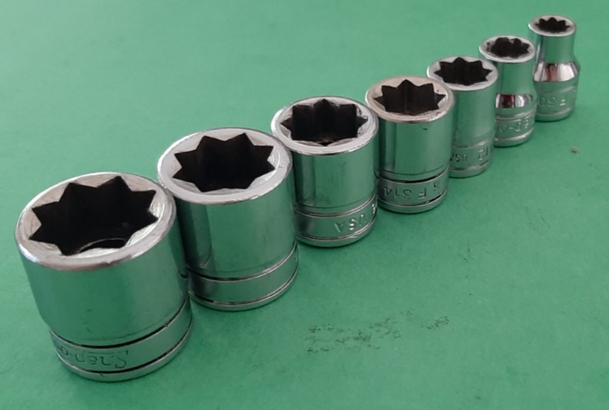 Snap-on F308-F320 1/4″ – 5/8″ 3/8″ Drive 7 Pc Double Square 8pt Point Socket Set