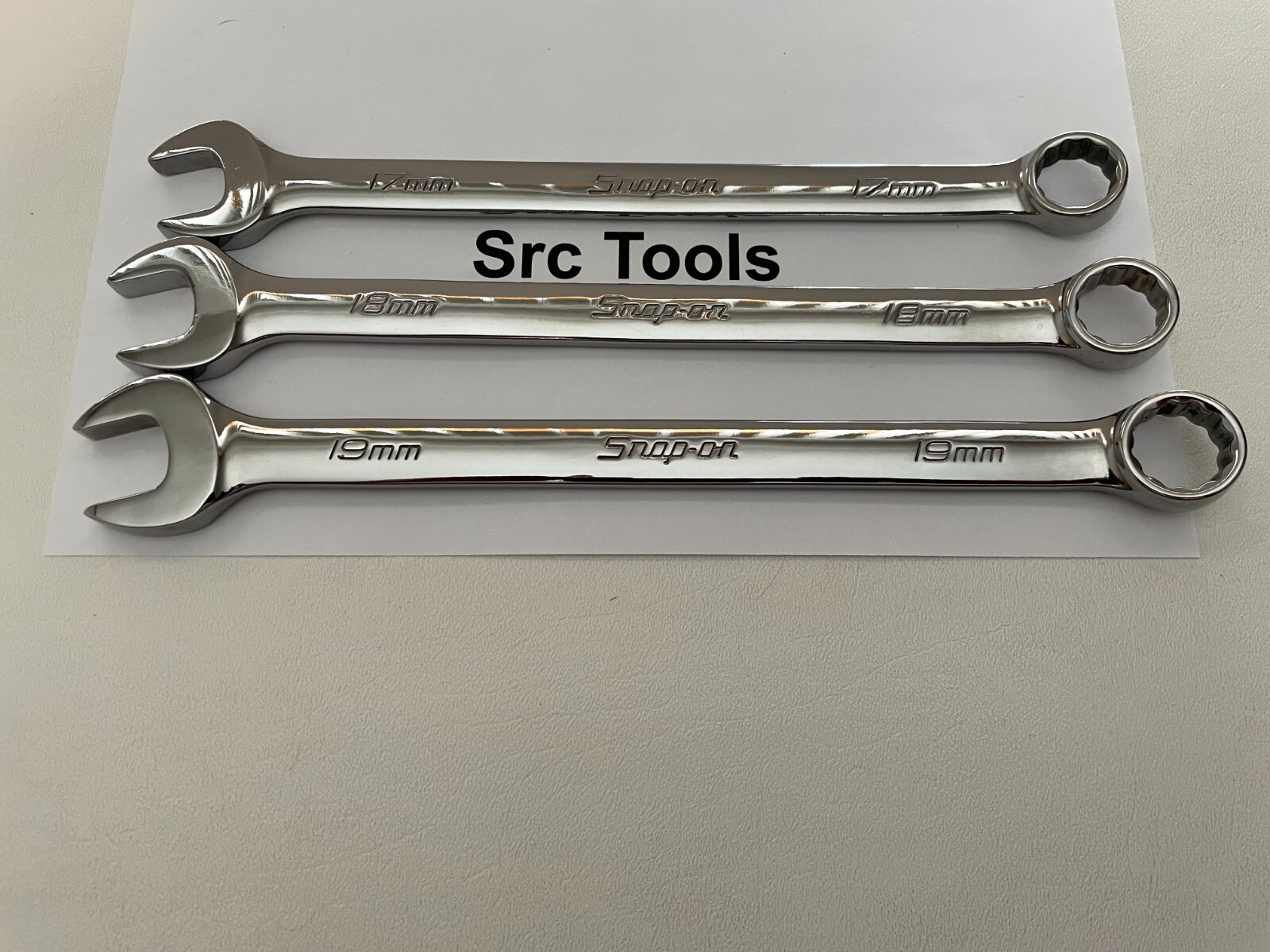 Snap-On Tools USA NEW 3pc Metric Standard Chrome Combo 17mm-19mm Wrench Set