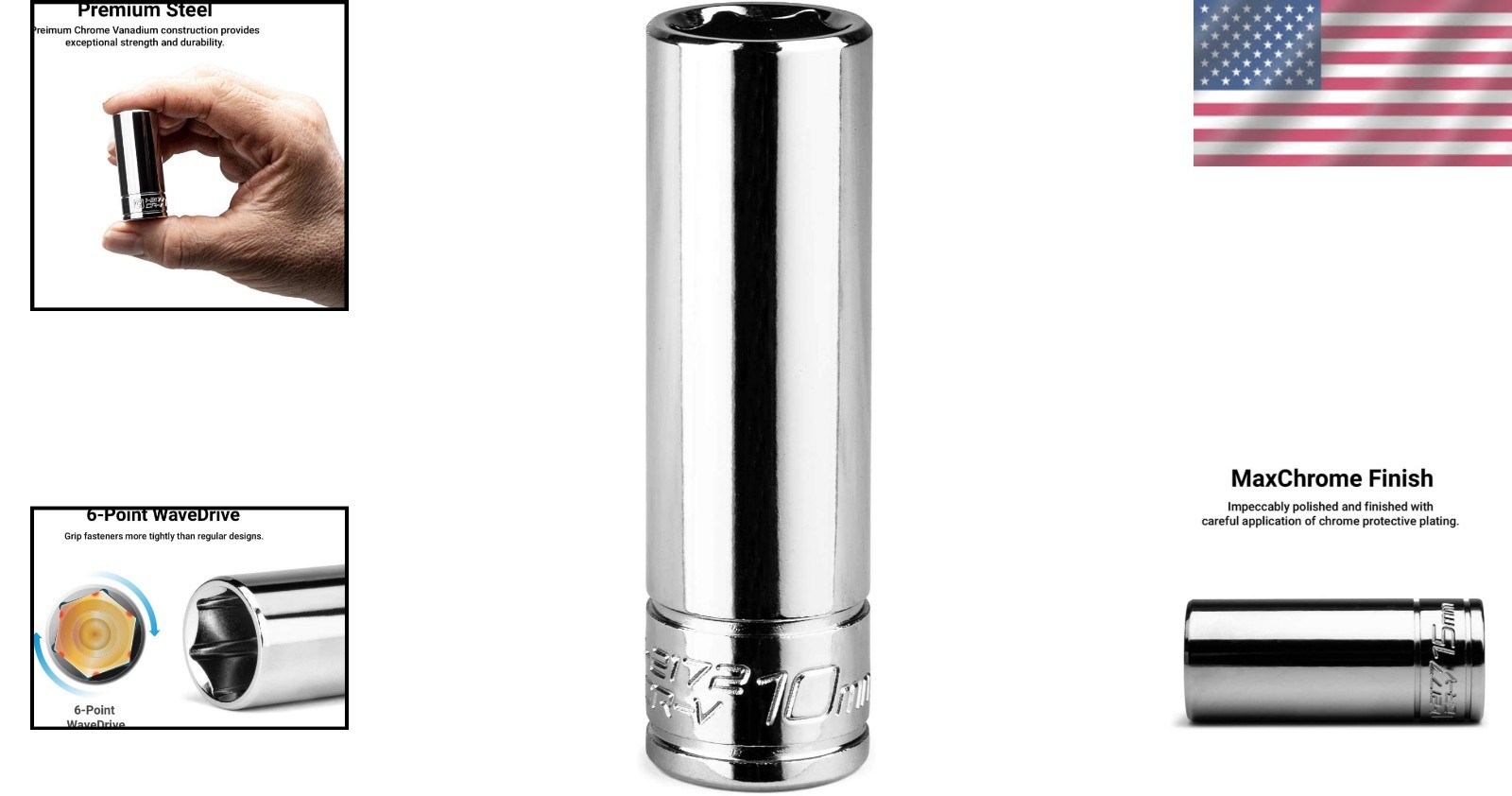 Durable 10mm Deep Socket, 1/4inch Drive – Chrome Vanadium with SmartKrome Finish