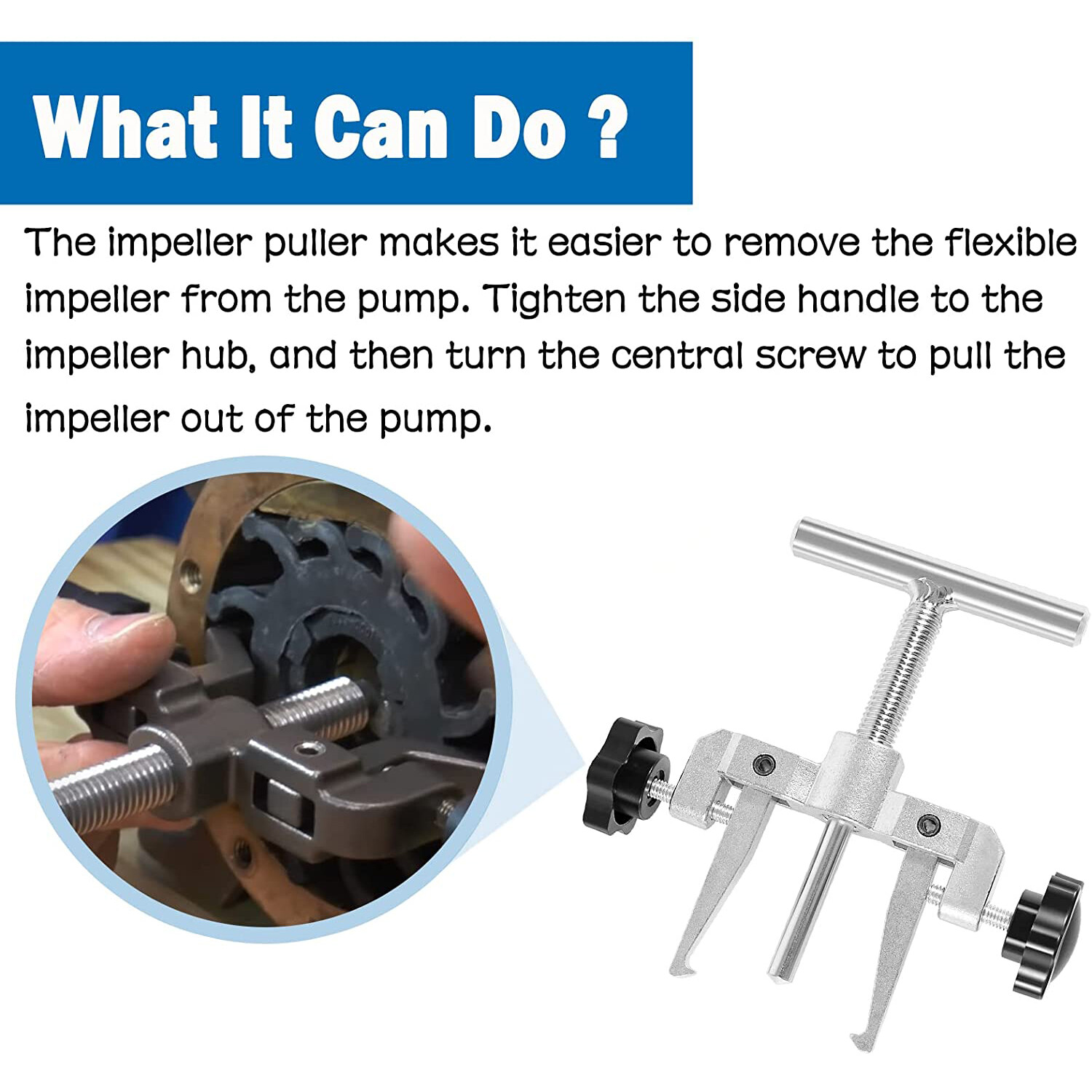 660040-1 Stainless Impeller Puller Removal Fits for impellers 2-1/4″ to 2-9/16″