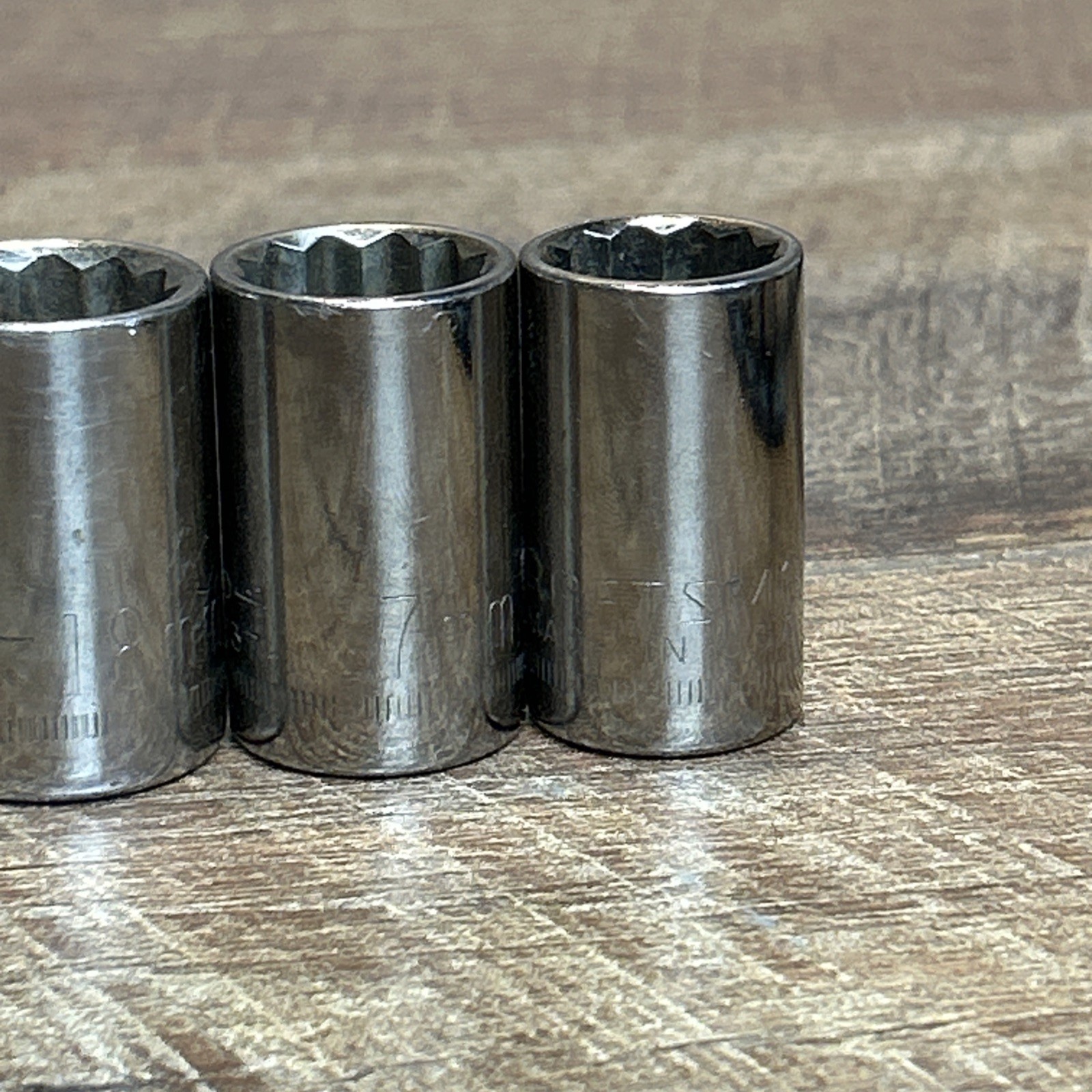 10 Piece Vintage Craftsman 1/2″ Drive 12 Point Metric Socket Set Made In USA