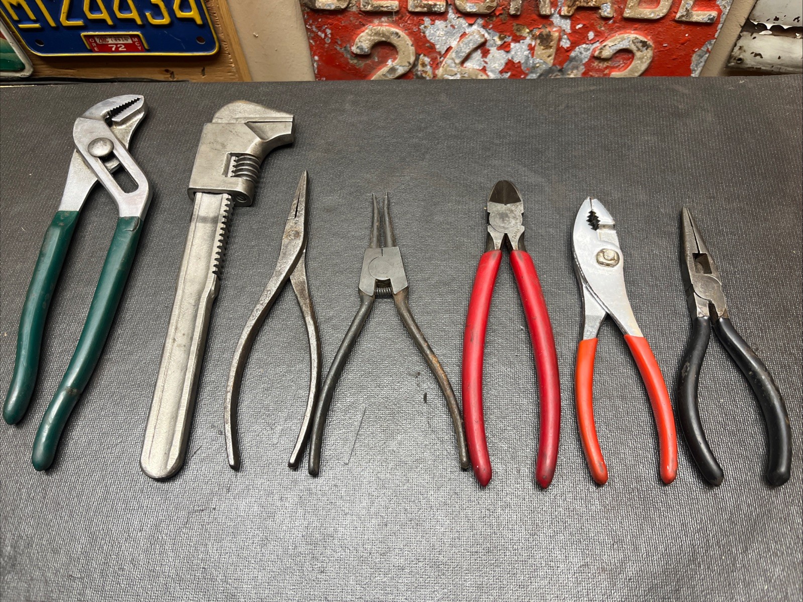 Vintage Mixed Pliers 7 Pcs Set Diamalloy, Stanley, Kraeuter, Proto Moore Tool