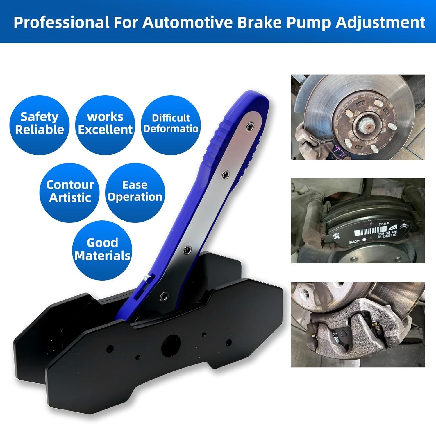 Brake Caliper Compression Tool Kit with 4 Hooks & Steel Plates for Car Repair